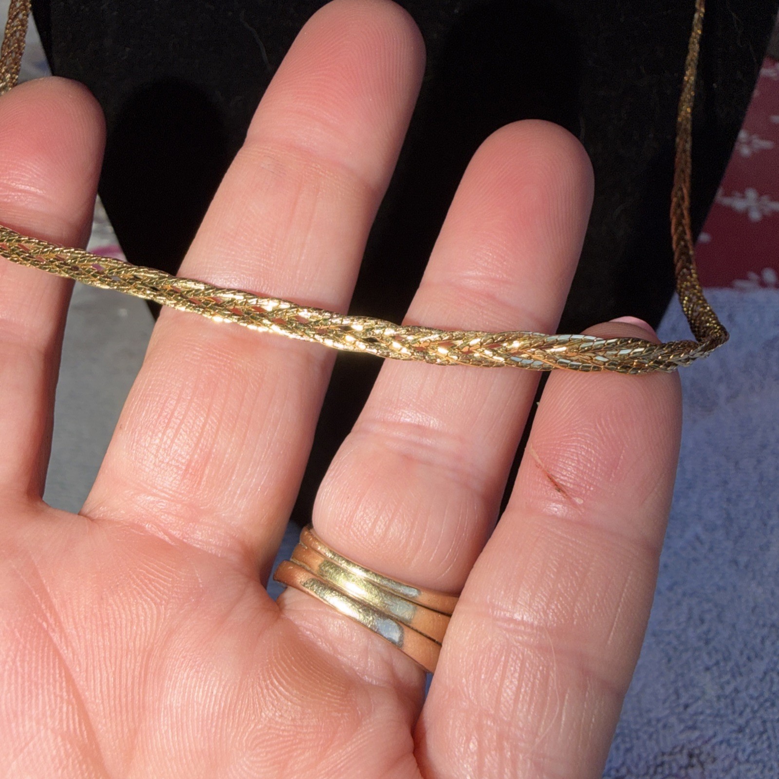 MONET Vintage Gold Tone Twist Braided Necklace 16 Inches Signed