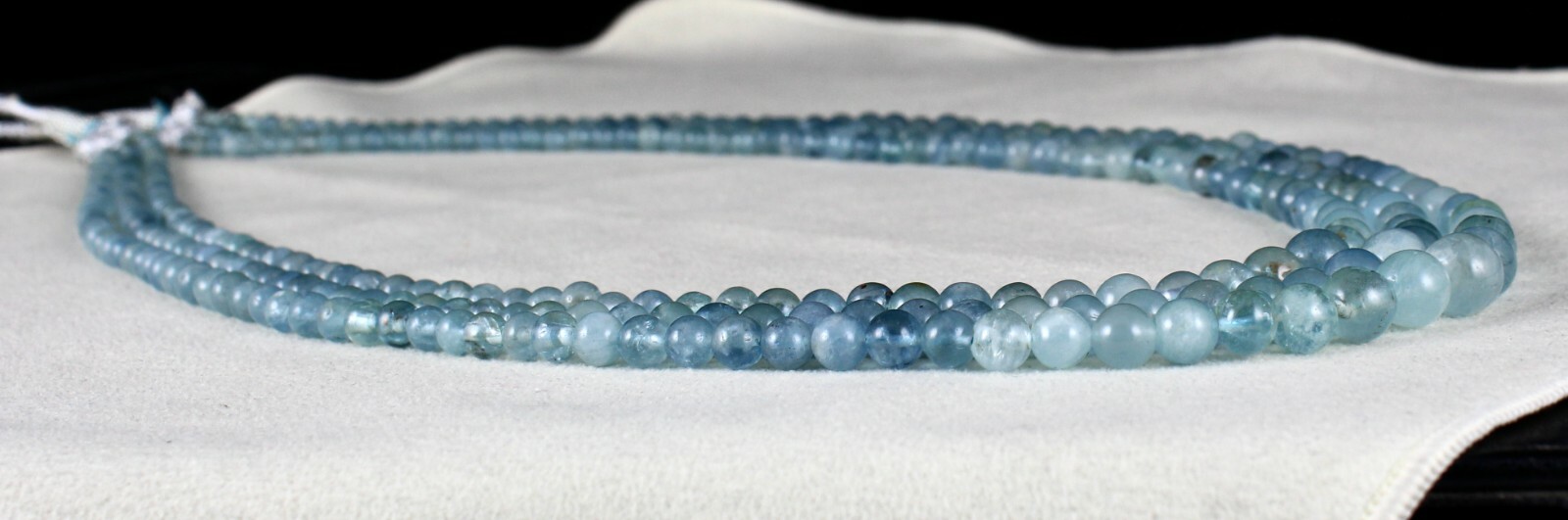 Natural Multi Aquamarine Round Beads Necklace 358 Ct 3 Line Gemstone