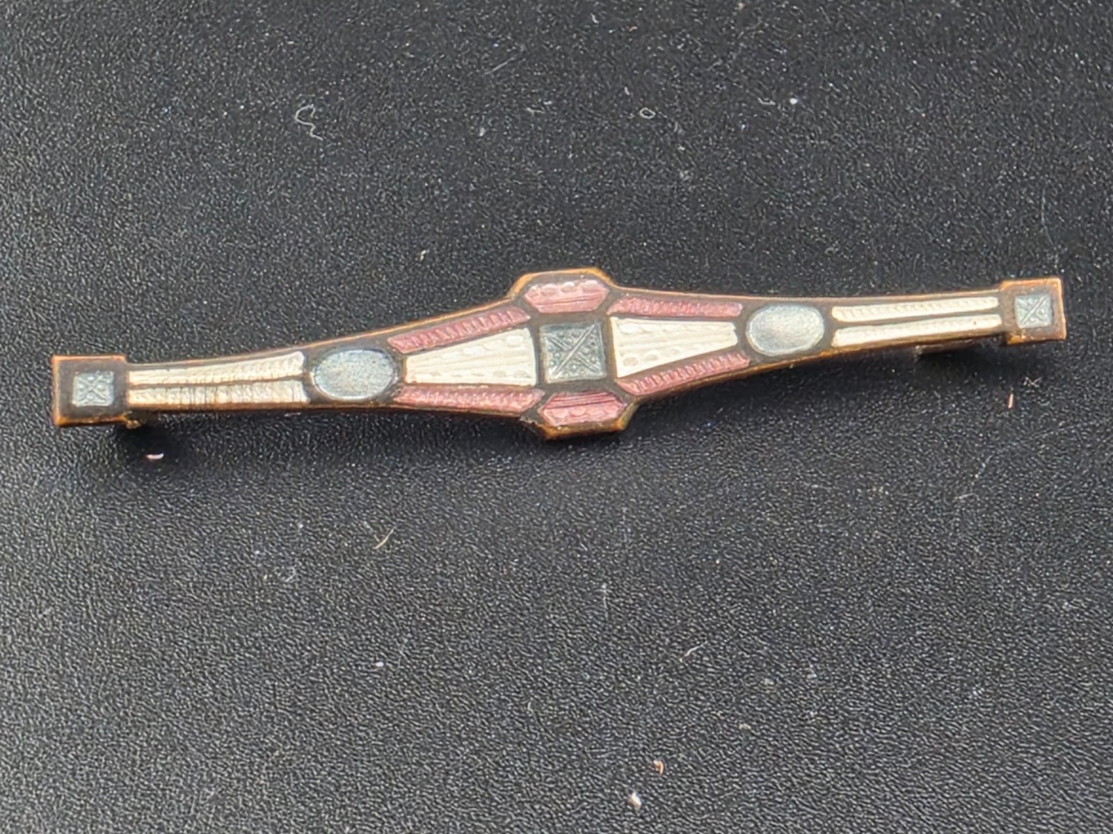 🤤Antique Art Deco Purple Blue Guilloche Enamel 2.25″ Bar Brooch Pin