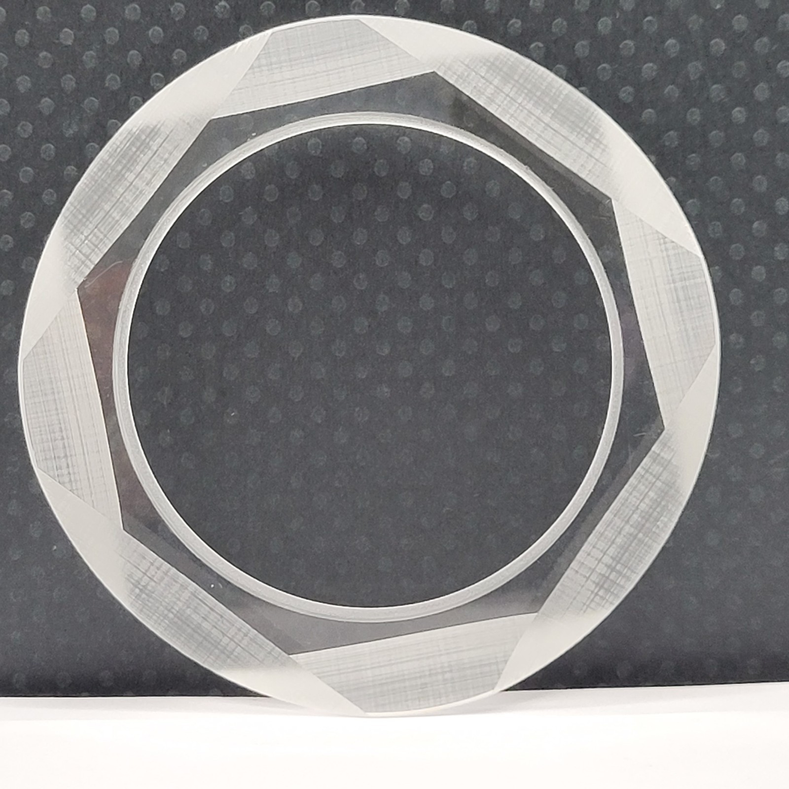 Clear and Frosted Laser Cut Angled Sides Acrylic Bangle Vintage Bracelet 8 Inch