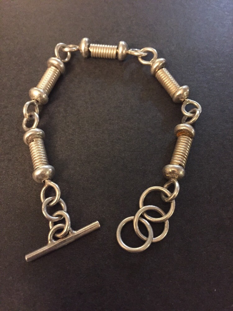 Vintage Sterling Silver Wire Wrapped Link Modernist Bracelet