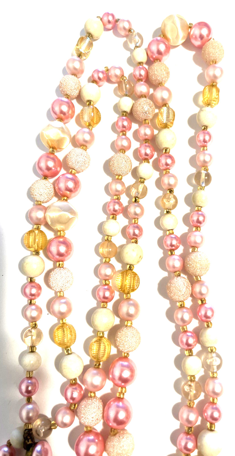 Vintage Single Strand Pastel Colors Necklace 32”