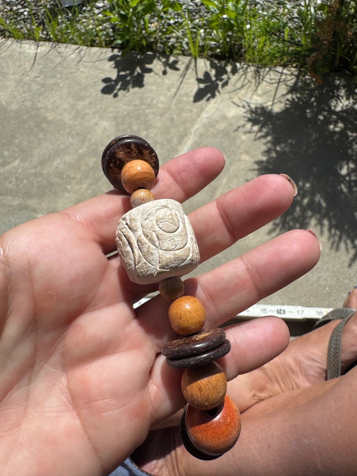 Beautiful ASIAN theme hand crafted wooden Beaded Necklace 17″