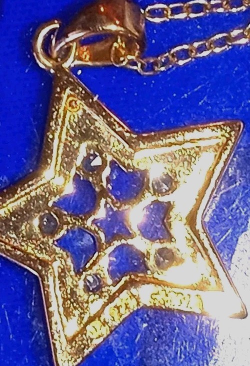 HSN blue Sapphire Vintage star necklace 925 And I Think Tiny Dia? Pics