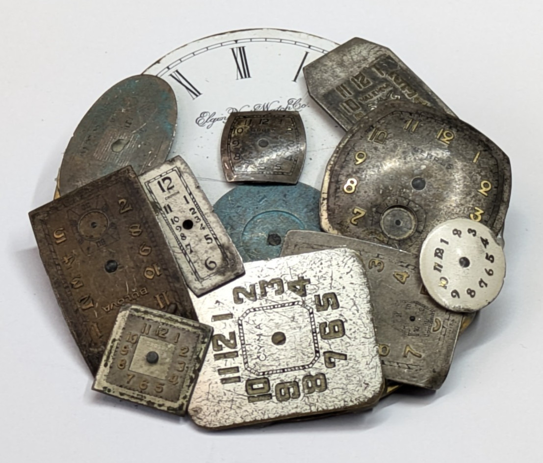 VTG Huge Antique Watch Face Layered Brass Artisan Circle Brooch Pin 2.5″