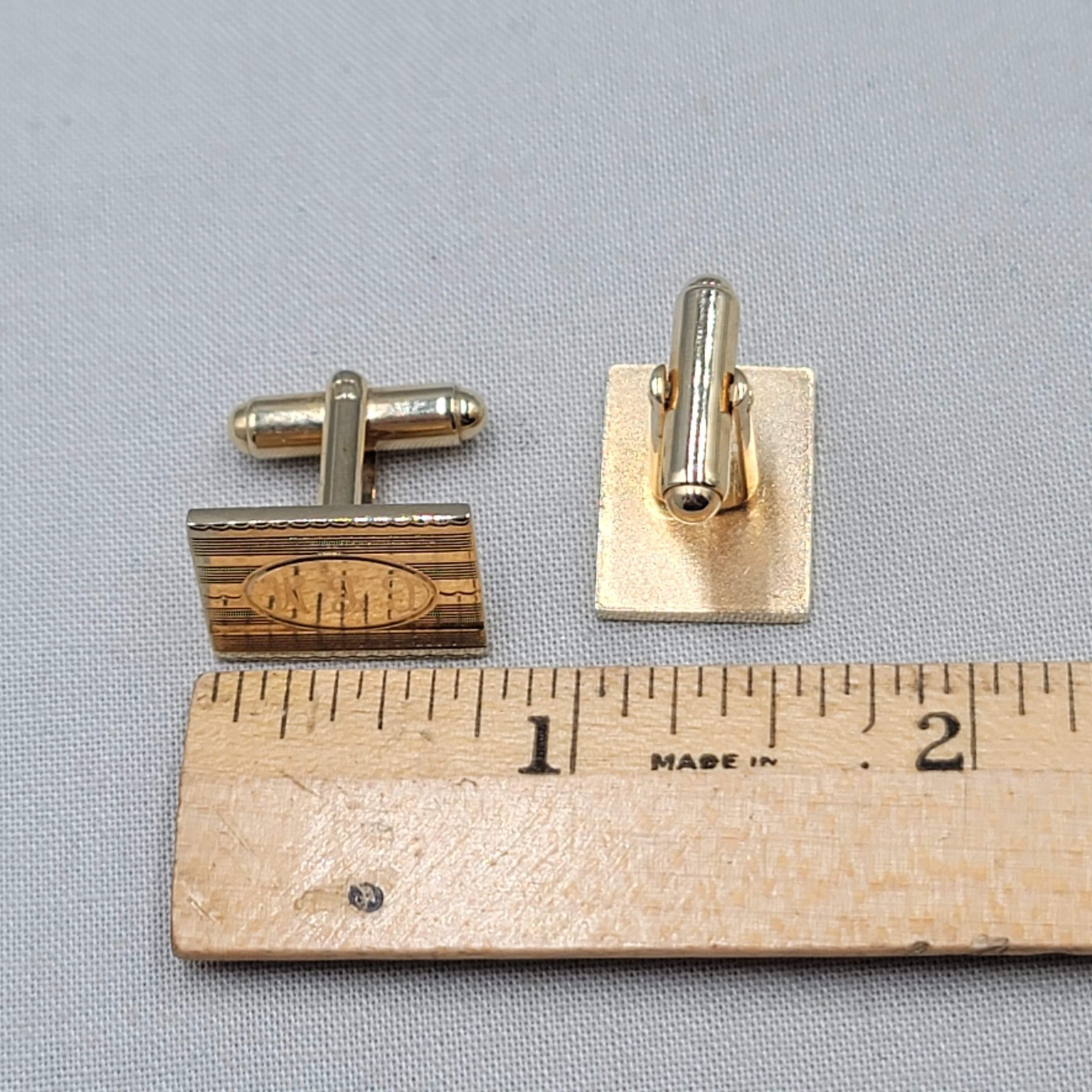 Vintage Hadley Mens Cufflinks Gold Plated Monogram CLM 3/4″