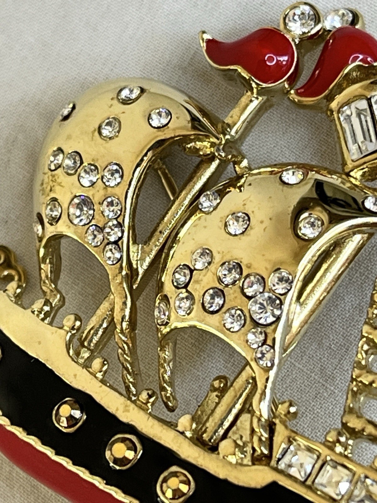 Vintage Clipper Ship Brooch by St John Enamel and Rhinestones Nautical Style