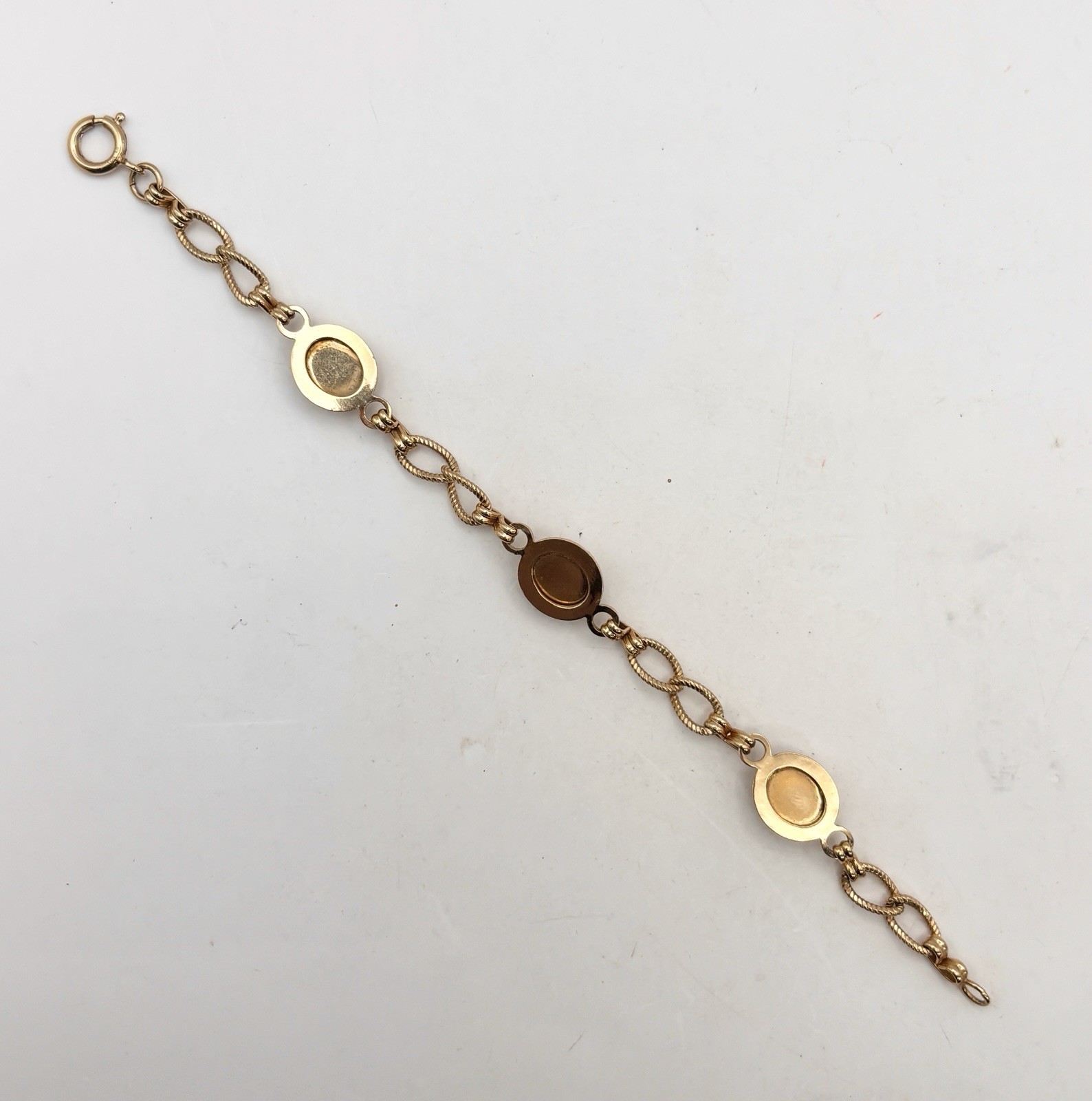 Gold Filled Angel Skin Coral Bracelet Pale Pink Cabochon Victorian Chain