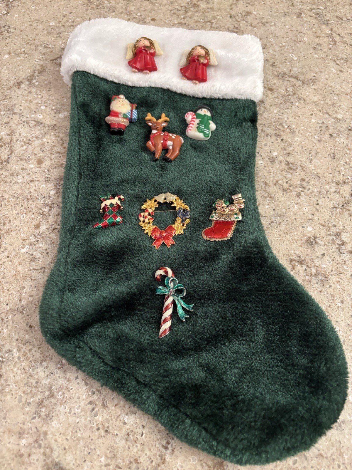 Vtg Collection Of 9 Christmas Pin/Brooches Gold Plate Enamel Fun World Plastic