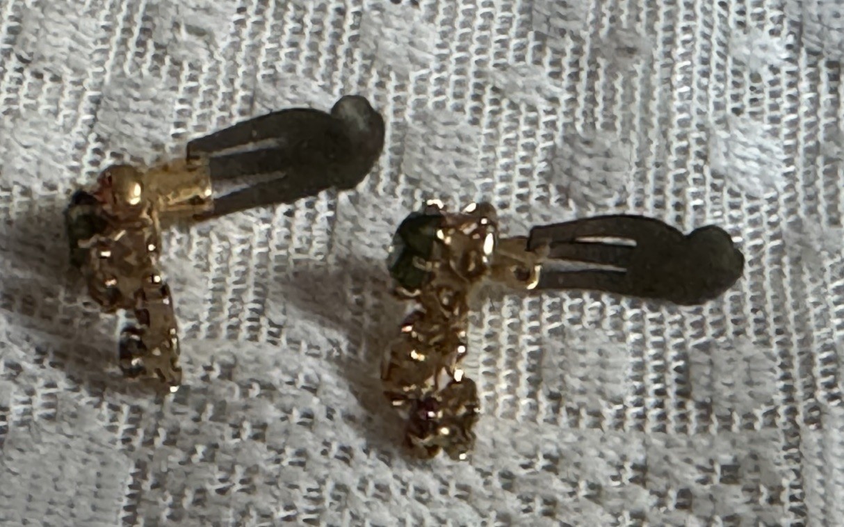 Vtg Signed Austria Crystal Climber Earrings Orange Green Yellow – Fall Colors
