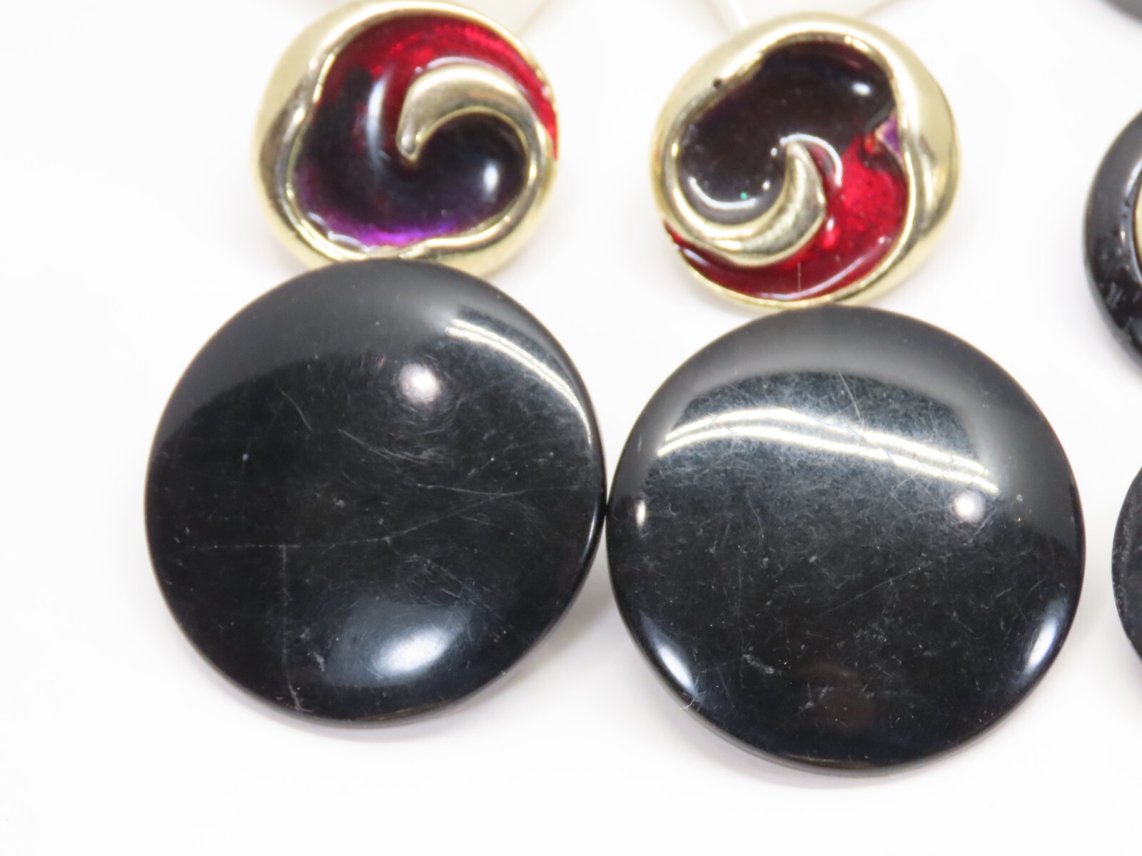 Vintage Earrings Jewelry Lot Red White Black Mix Match Cabochon (1) Jomaz D2380