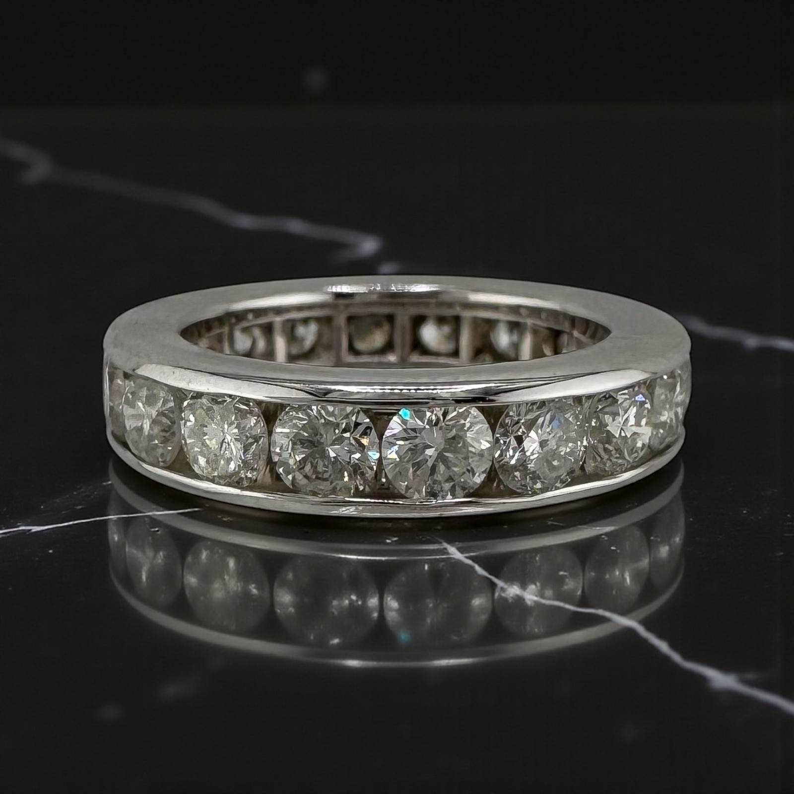Vintage 14K White Gold Diamond Channel Eternity Band 2.70ctw Size 3.75 5.29g