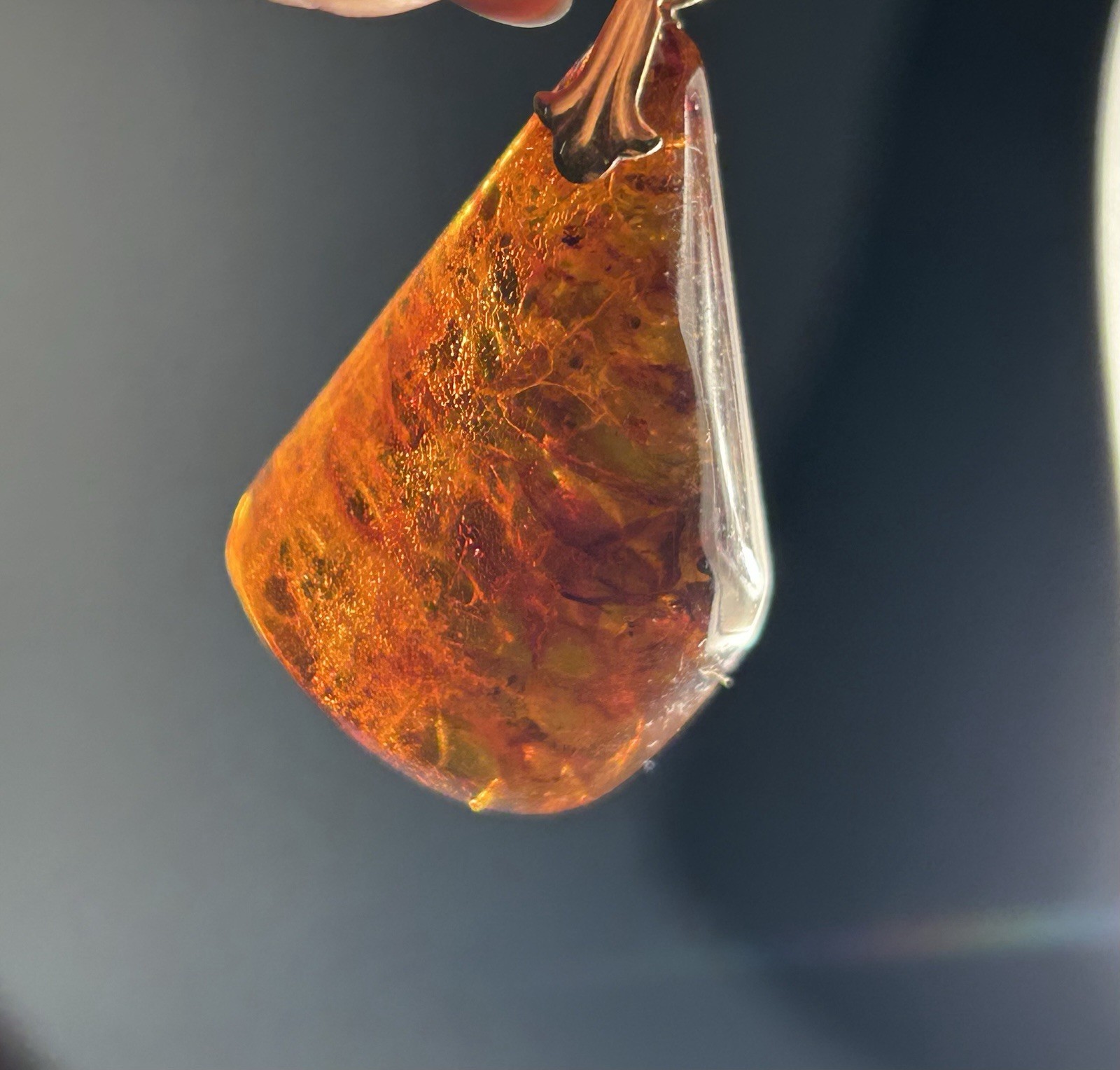 Vintage Baltic Amber Pendant Gold Bail AD Mark Honey Cognac Natural*