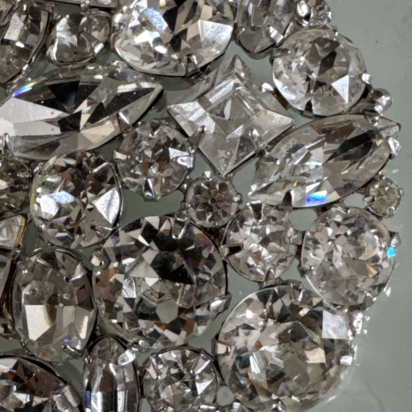 Vintage Weiss Large Brooch Silver Tone With White Crystals