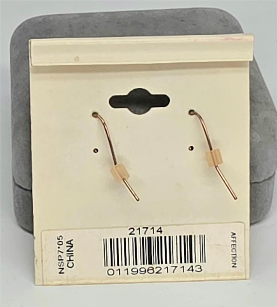 NEW ON CARD HEART DANGLE 1928 EARRINGS ROSE GOLD TONE SETTING~FREE US SHIP