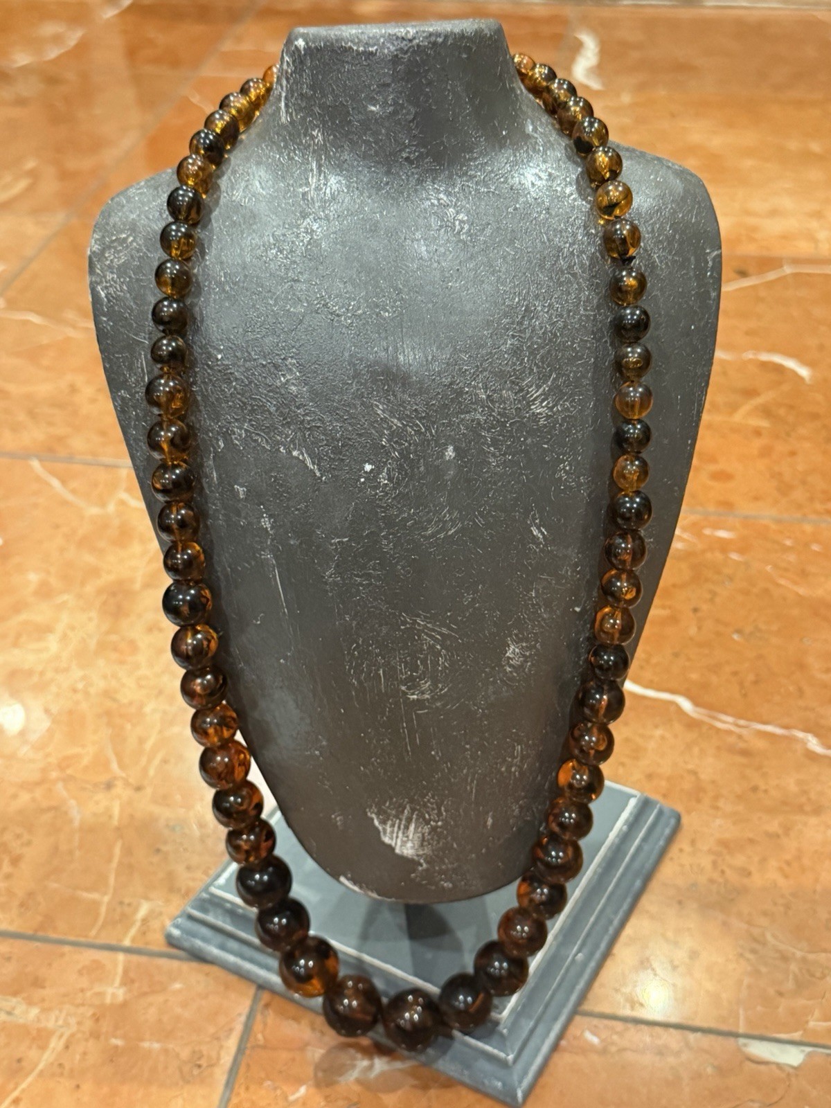 FAUX TORTOISE LUCITE GRADUATED BEAD & AVON 3927 NECKLACE BARETTE VINTAGE LOT EUC