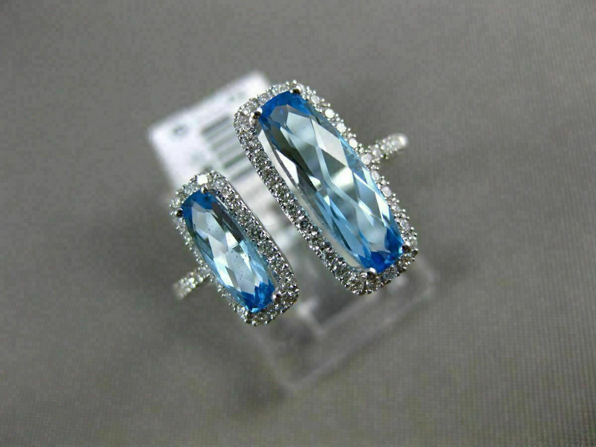 ESTATE LARGE 2.34CT DIAMOND & AAA BLUE TOPAZ 14K WHITE GOLD DOUBLE HALO FUN RING