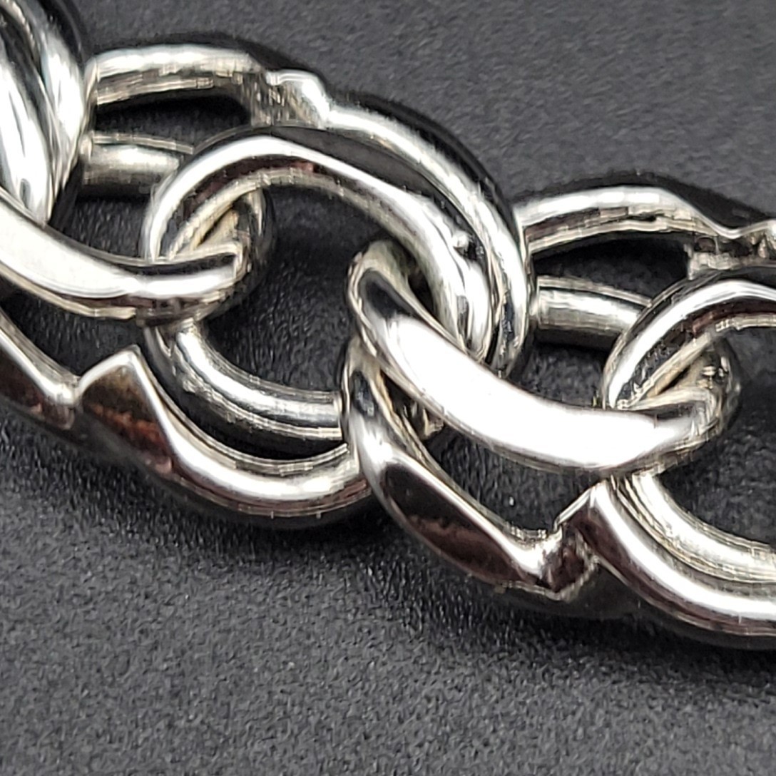 Vintage Chunky Silver Tone Double Link Chain Choker Necklace 18 Inch Grunge