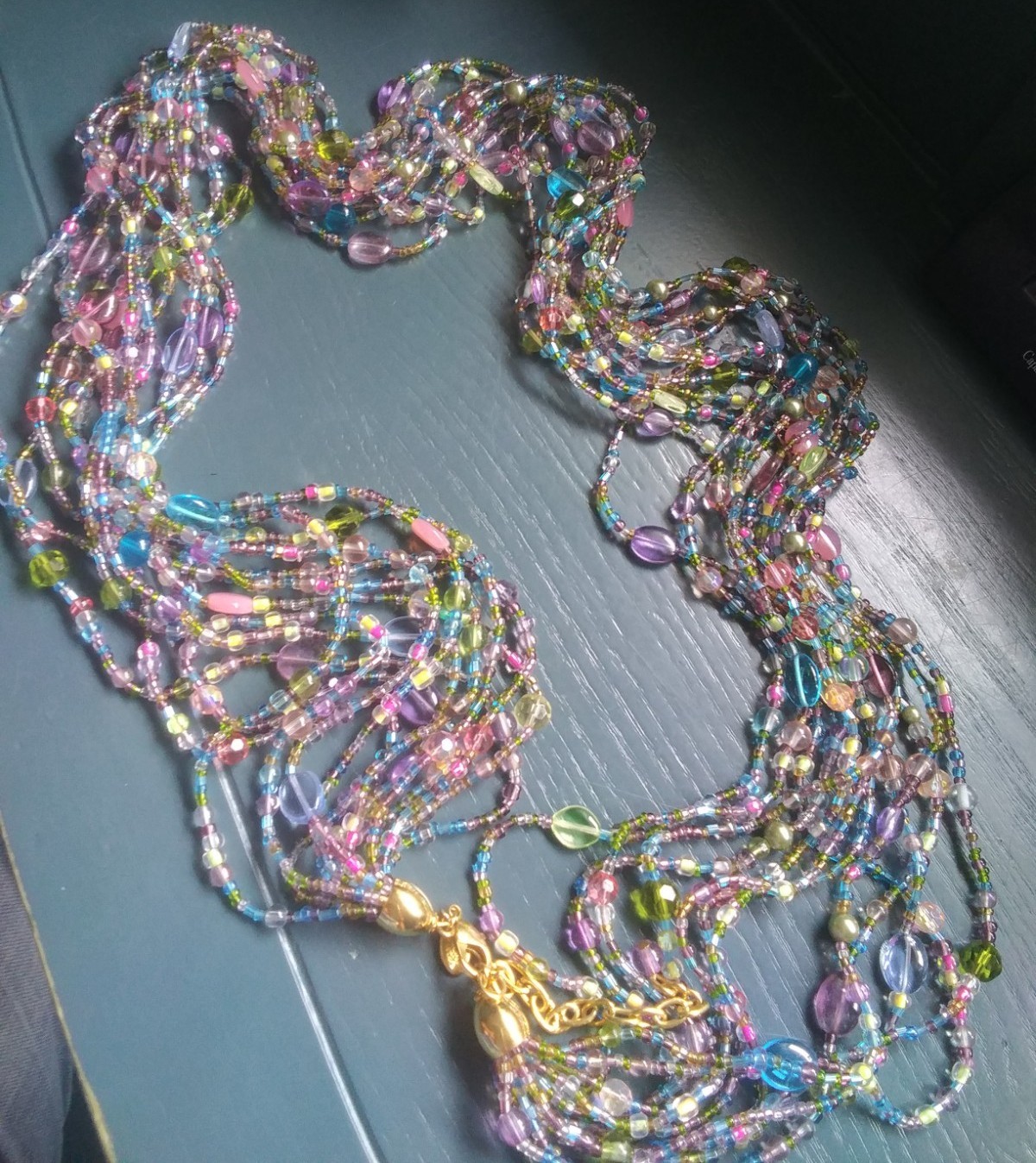 Vintage 80’s Joan Rivers Pastel Glass Multi Strand/Color Torsade Necklace. J1026