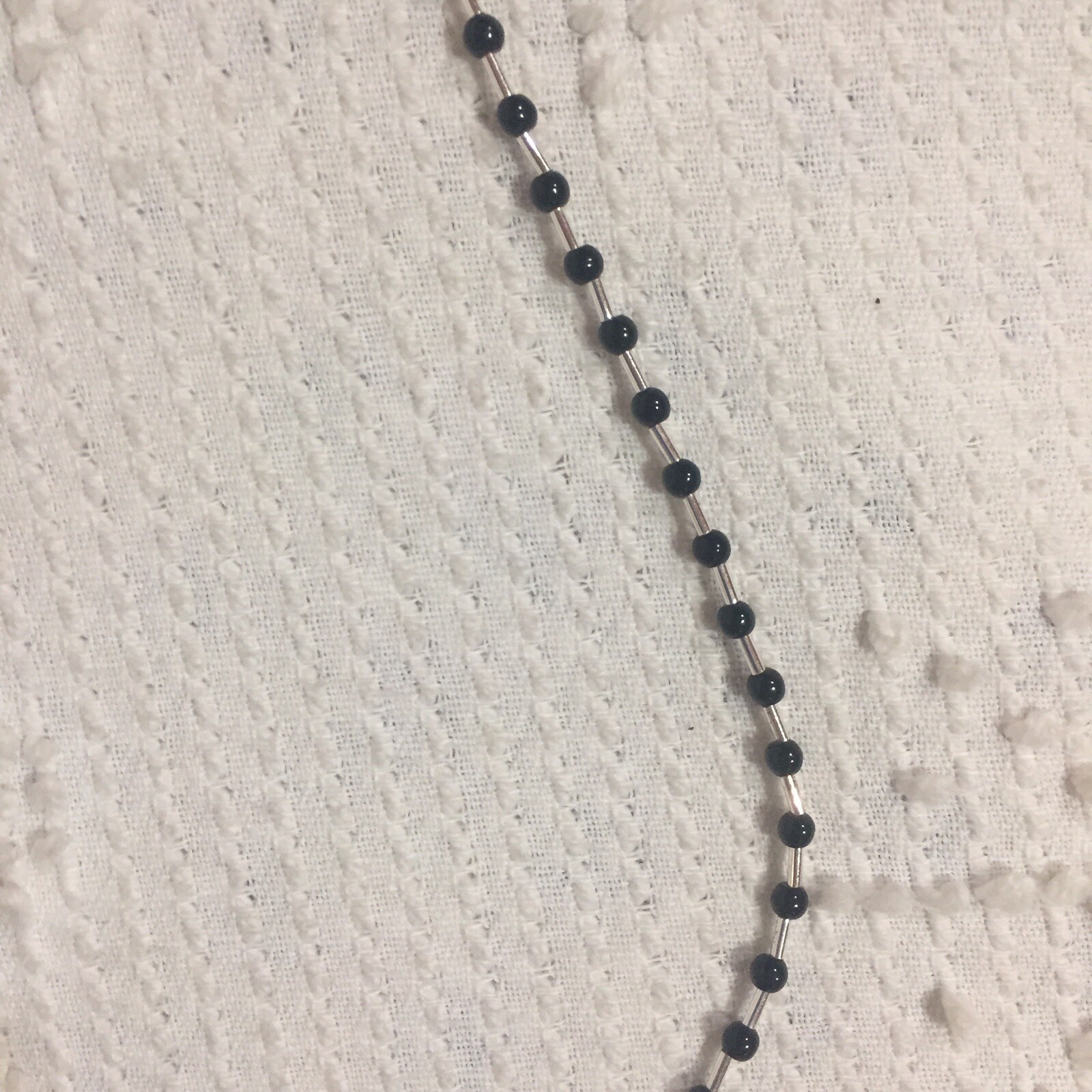 Napier Matinee Necklace Small Black Beads with Silver Tone 1990’s Vintage 23″