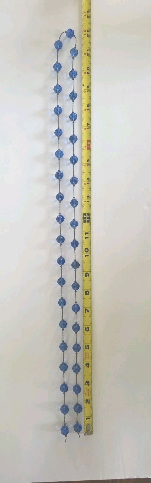Vtg Blue Crystal Faceted Fire Polished Glass Hand Knotted Beads Czech 44 Inches