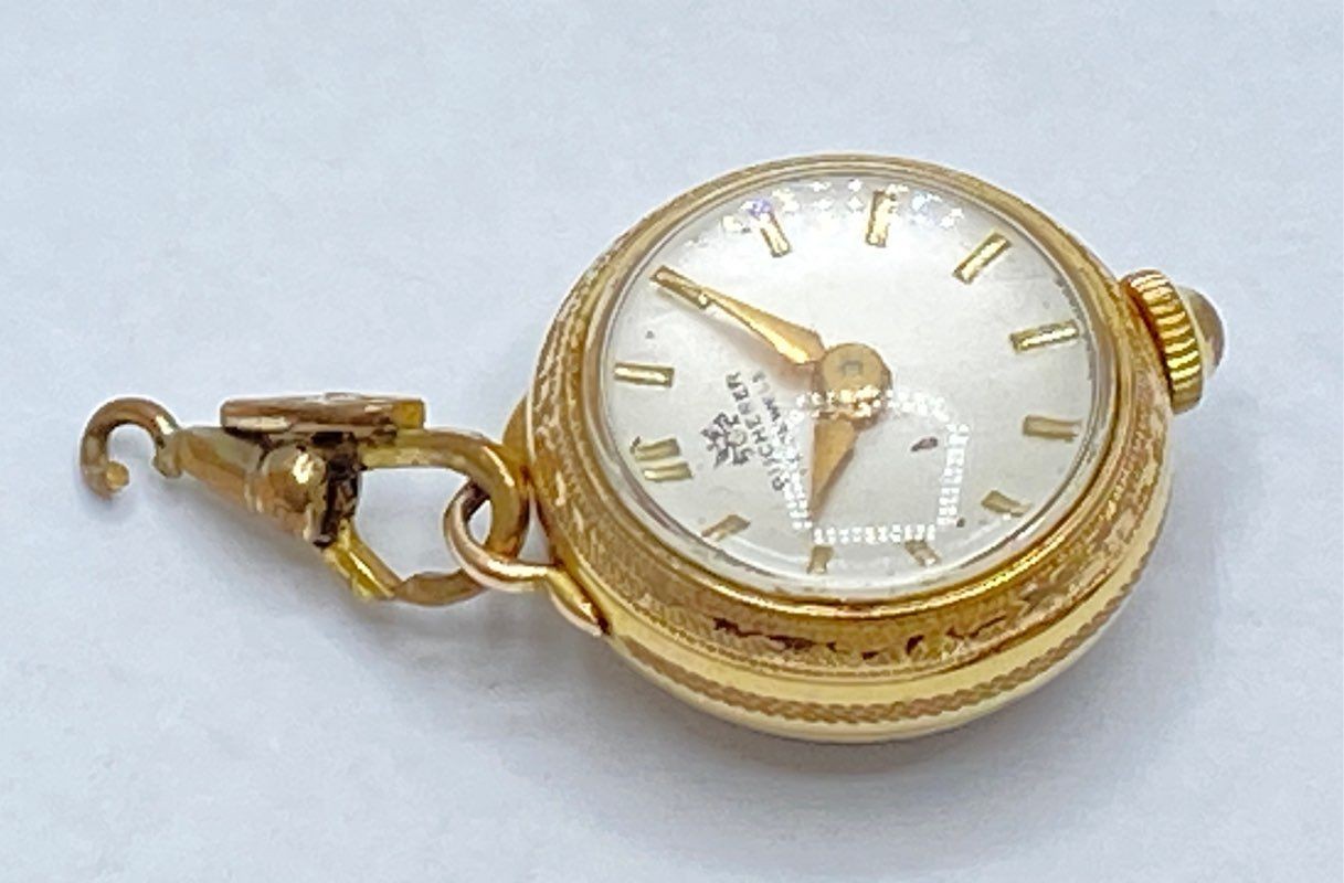 Vintage Bucherer Gold Filled 17 Jewels Mechanical Pendant Watch Skeleton 18mm