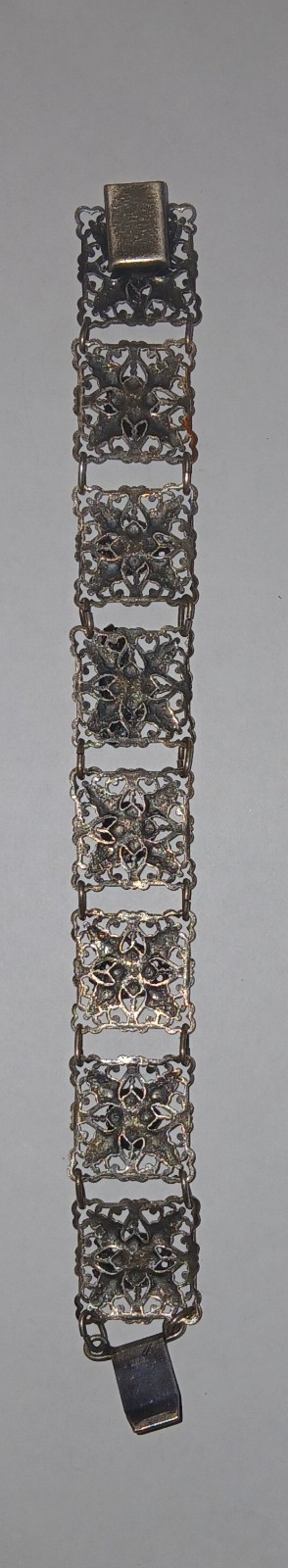 Siam (now Thailand) Sterling Silver Antique Bracelet -mythical/shell panels