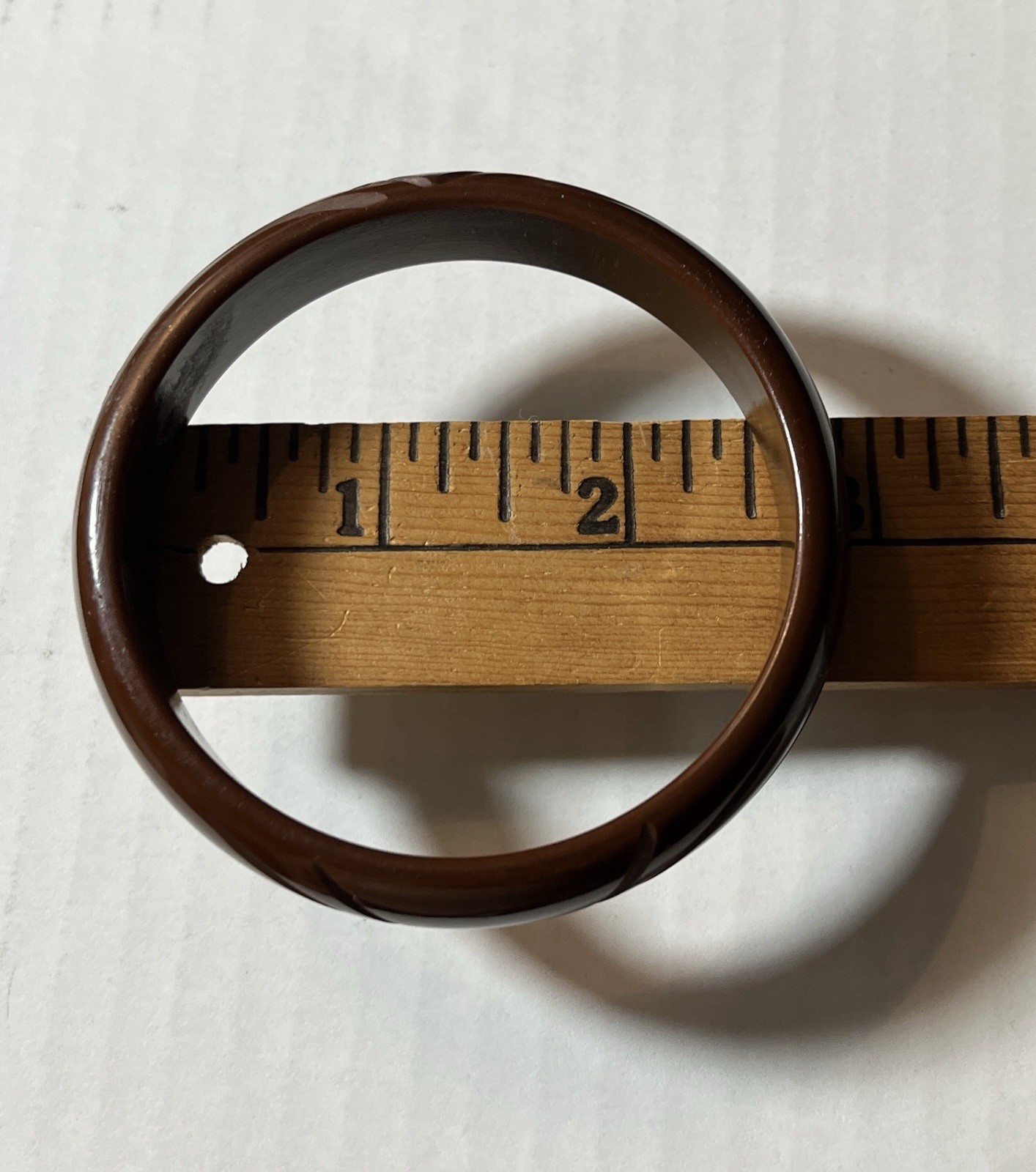 Vintage Chocolate Brown Carved Bakelite Bangle Bracelet 1/2 Inch Wide