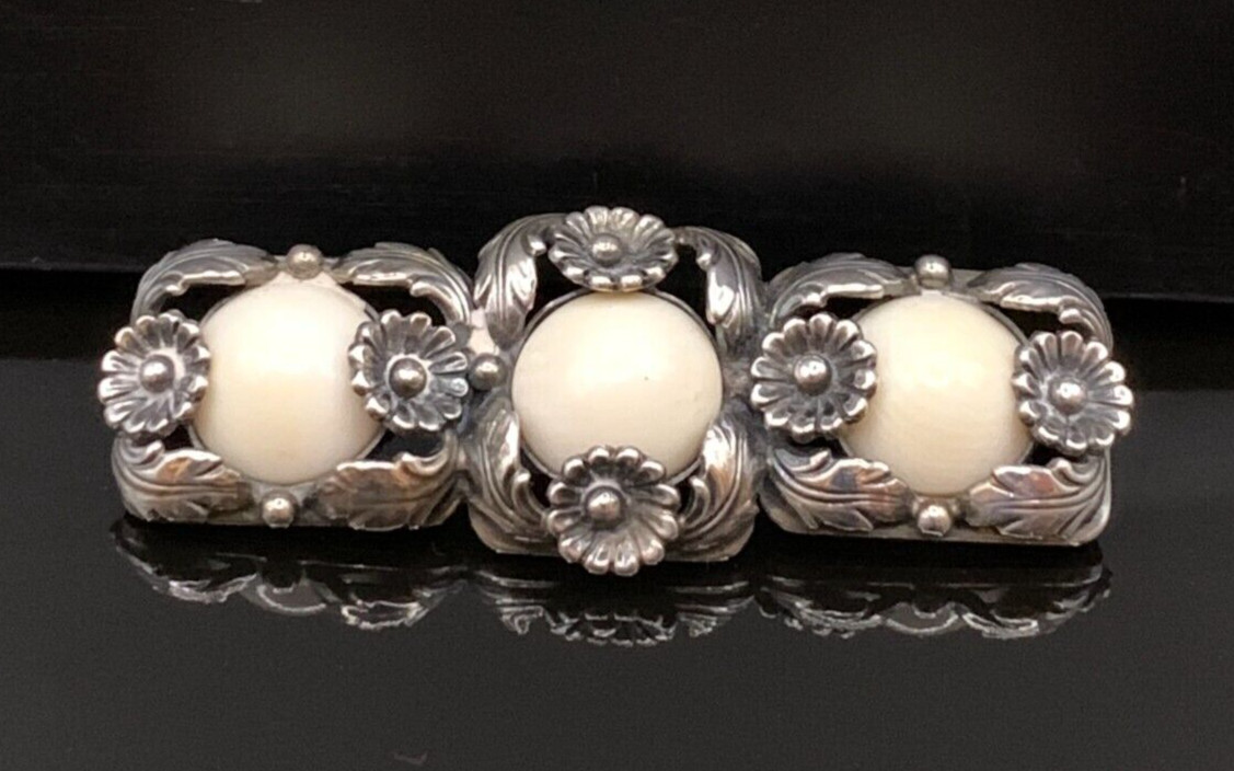 N.E. Niels Erik From Denmark Vintage MCM Sterling Silver Brooch Pin Flowers J515