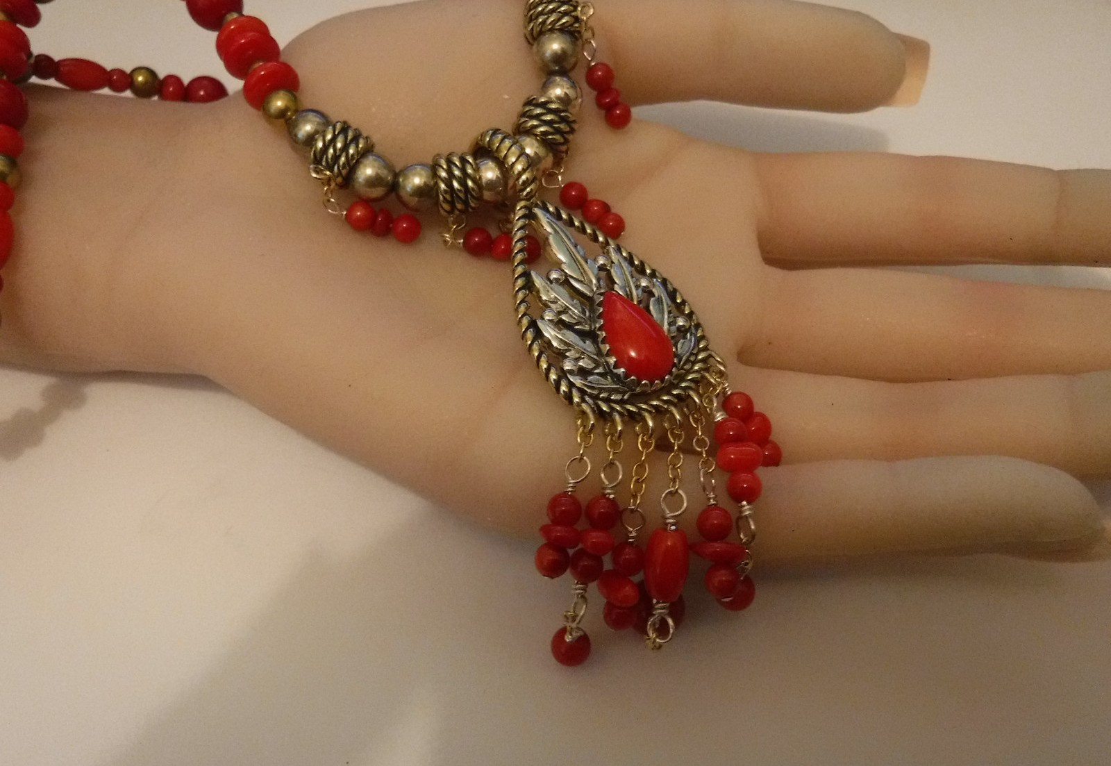 CAROLYN POLLACK-AW Relios Sterling Enhancer Carnelian/Jasper SW Design Necklace