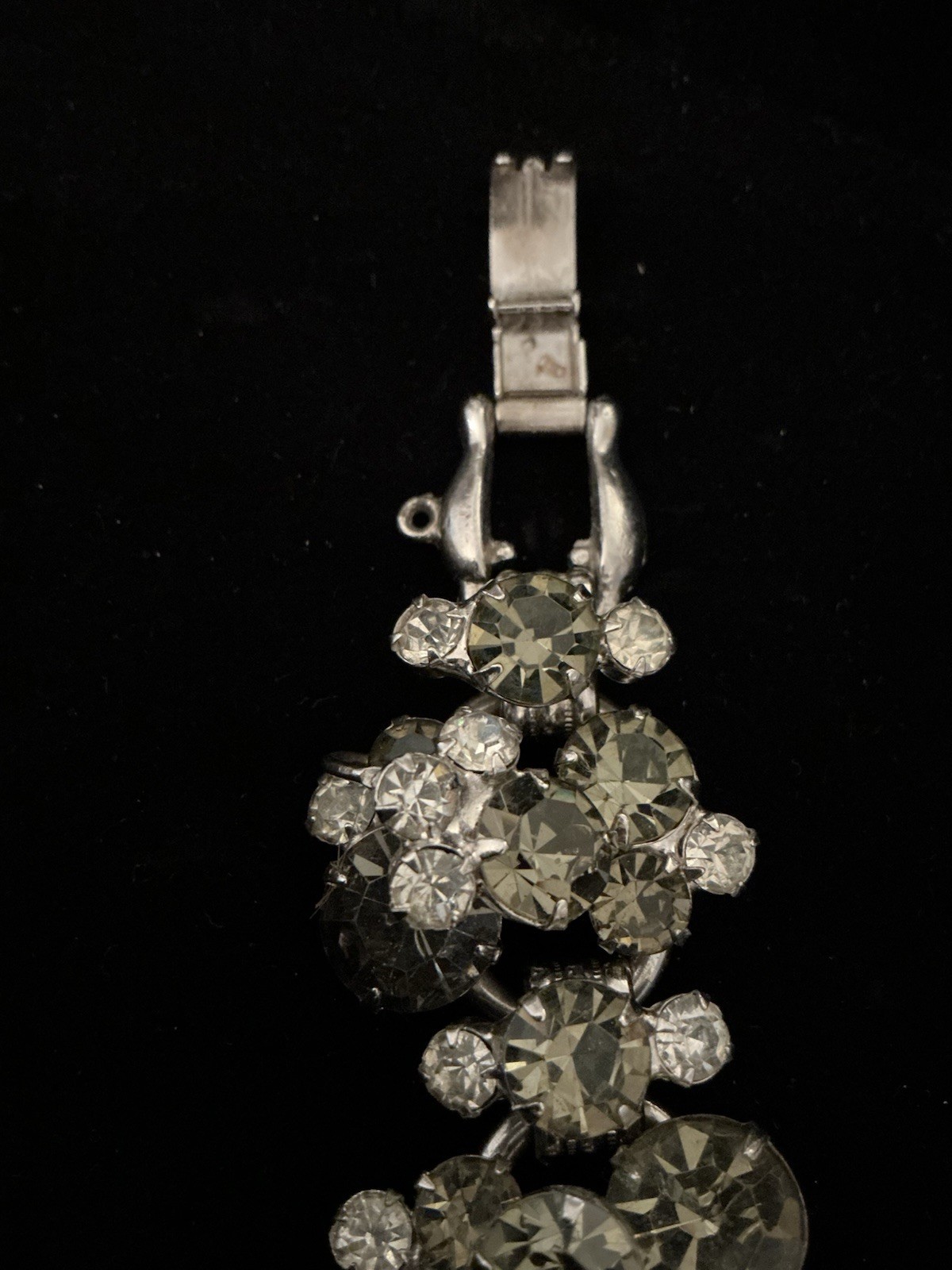Vintage D&E Juliana Smokey Gray And Clear Chunky Rhinestone 5-link Bracelet