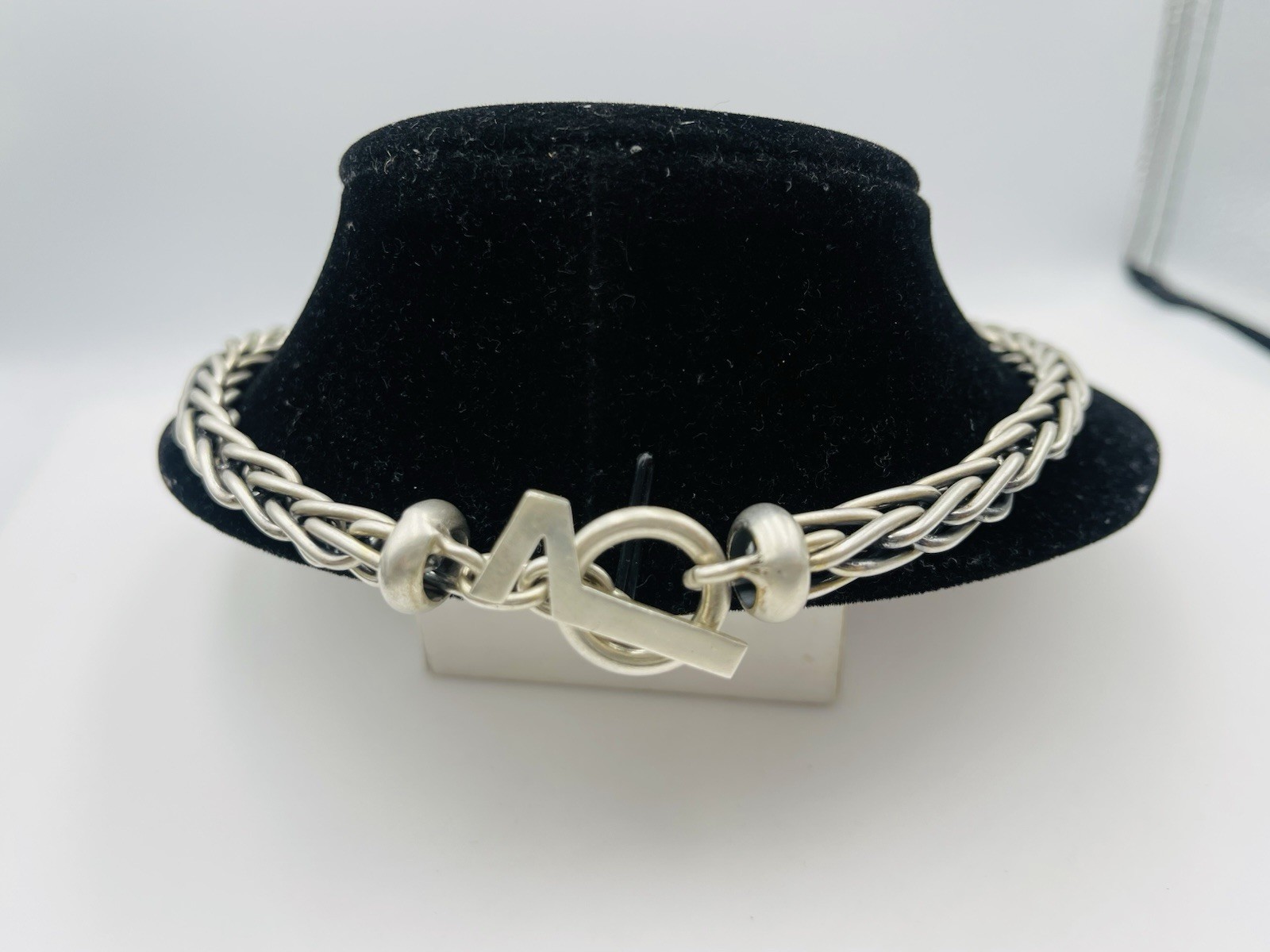 Versani Vintage Sterling Silver Spiga Wheat Chain Toggle Necklace 18″