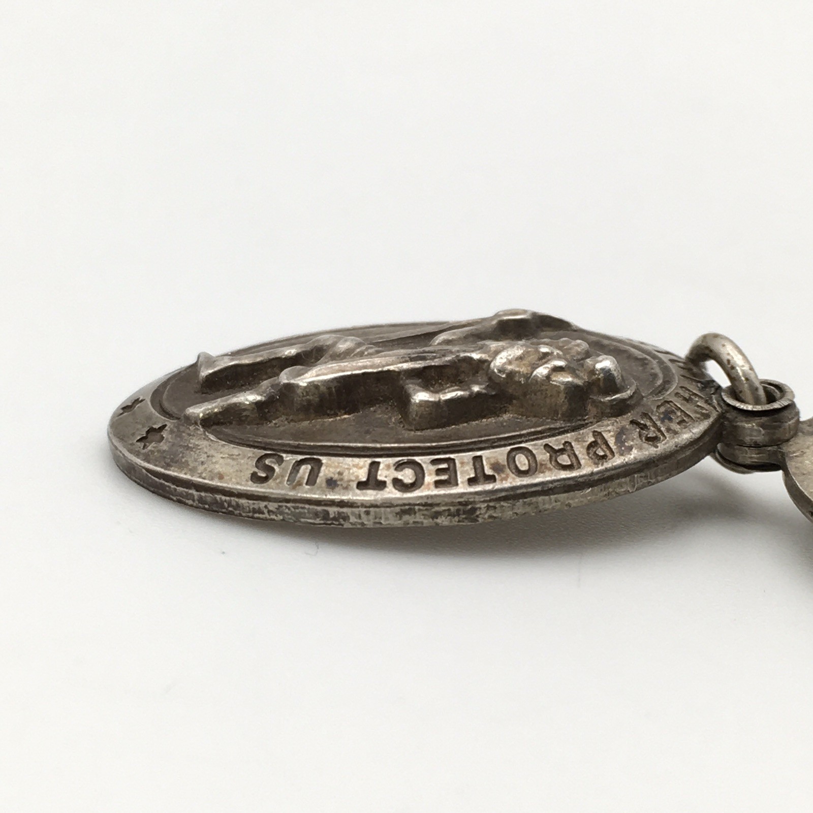 13.3g Vintage Sterling Silver CHAPEL Mary & St Christopher Religious Medal #90