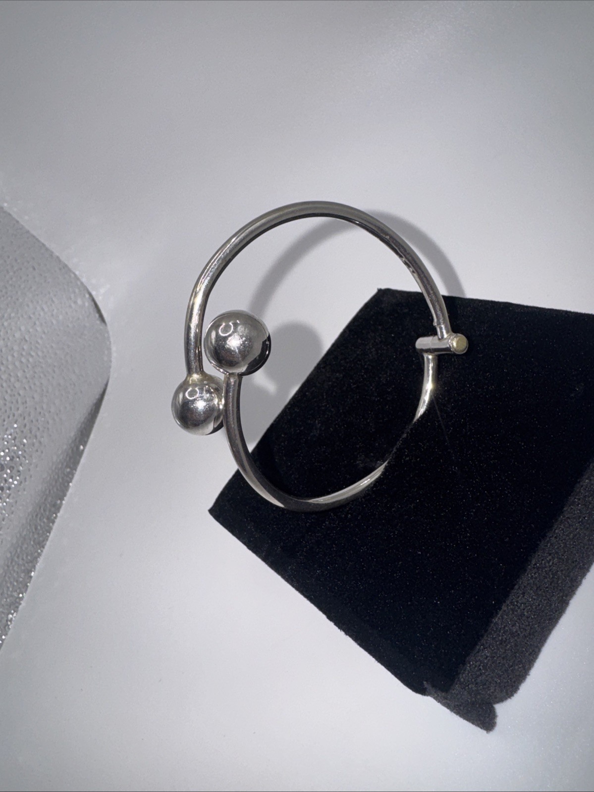 Vintage ATI Mexican Silver 925 Orb Ball Hinge Adjustable Cuff Bangle Bracelet