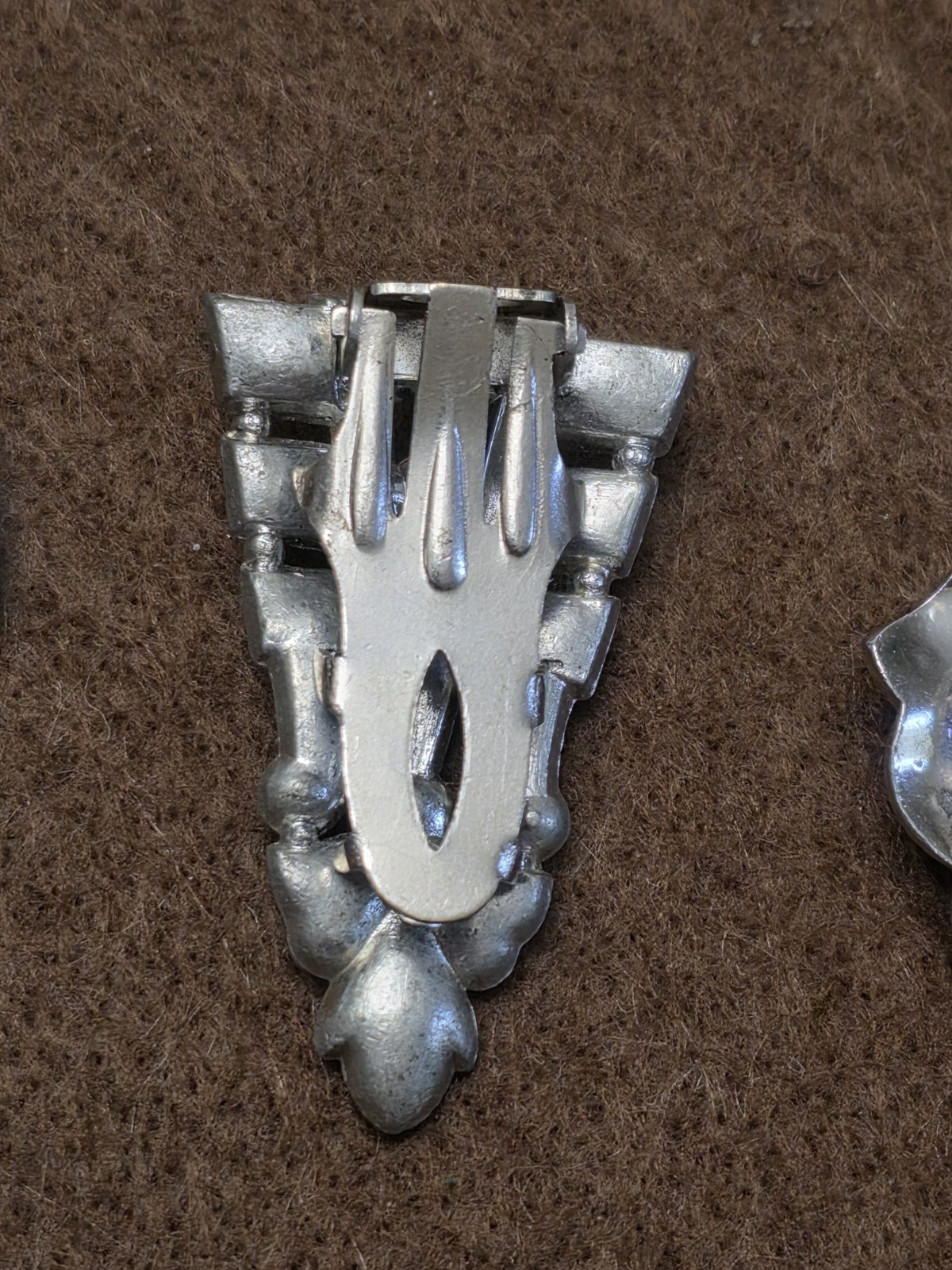 Vintage Art Deco Dress Clip Set (9) Rhinestone 30s Geometric Silver Tone
