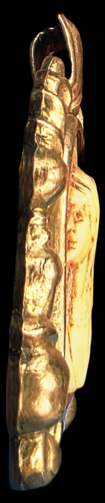 Fine Antique European Art Deco Gold Silver Virgin Mary Pendant Medal Ca 1900