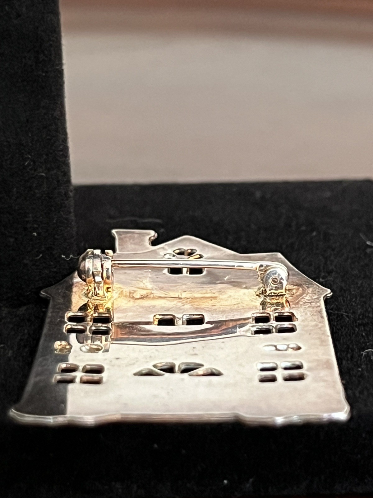 Vintage Sterling Silver Brooch Pin 925 House Building