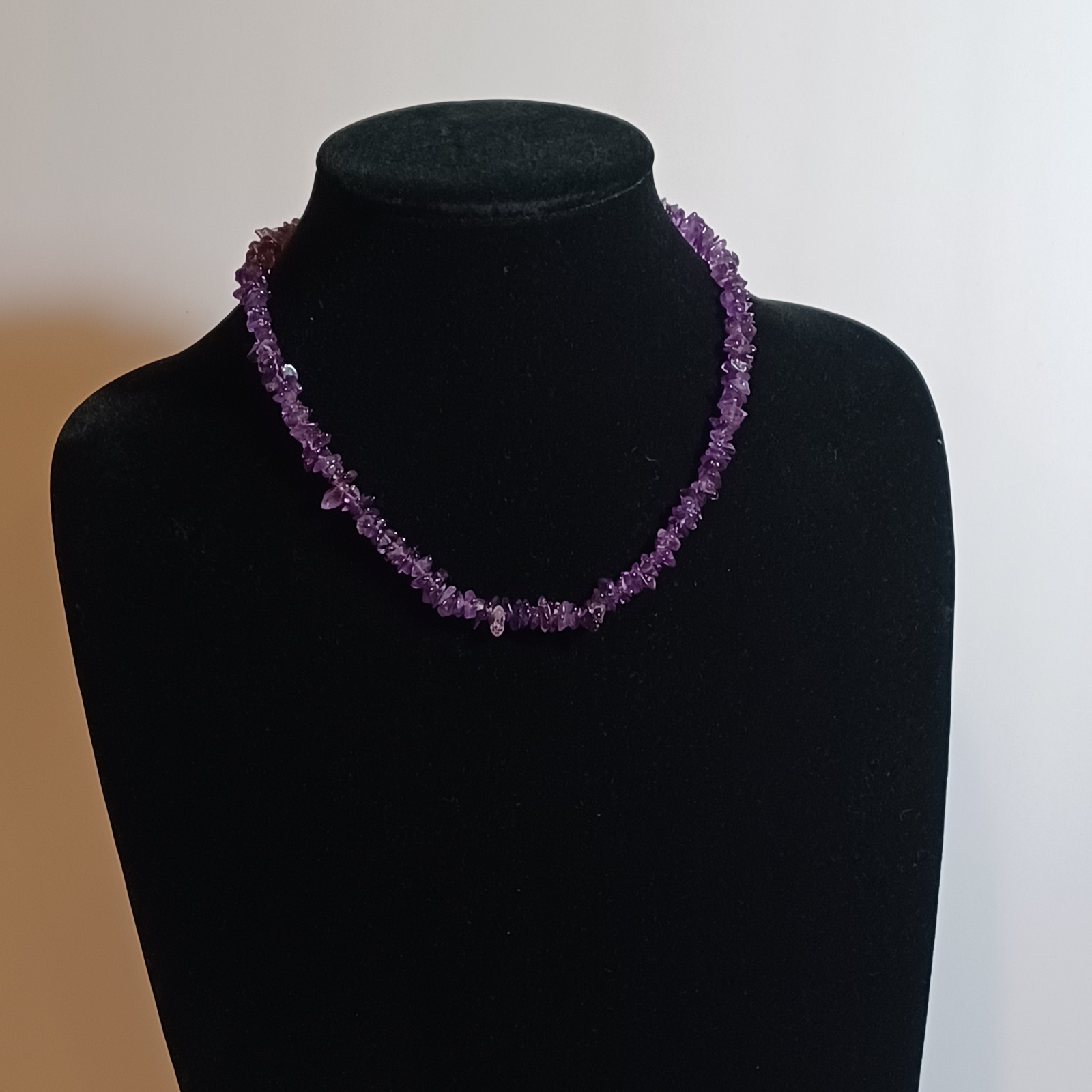 Amethyst Chip Bead Vintage Necklace 17.5 Inch