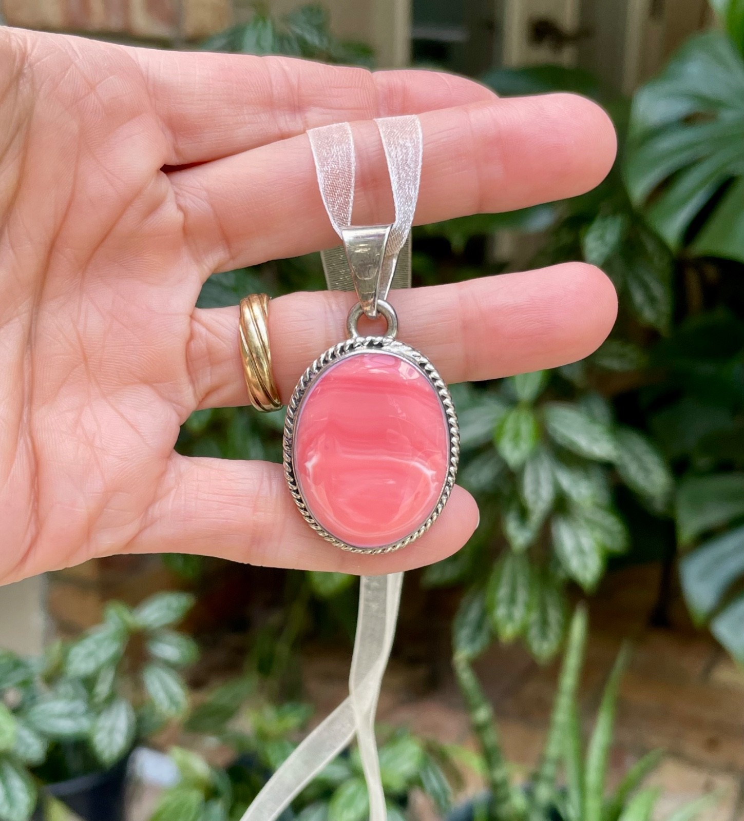 🎥 2″ Beach Peach Pink Spiny Oyster Sterling Silver Mexico Pendant Orange Vtg