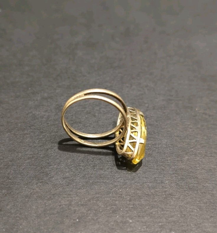 Vintage Gilt Silver Engagement Ring 875 soviet Women’s Jewelry