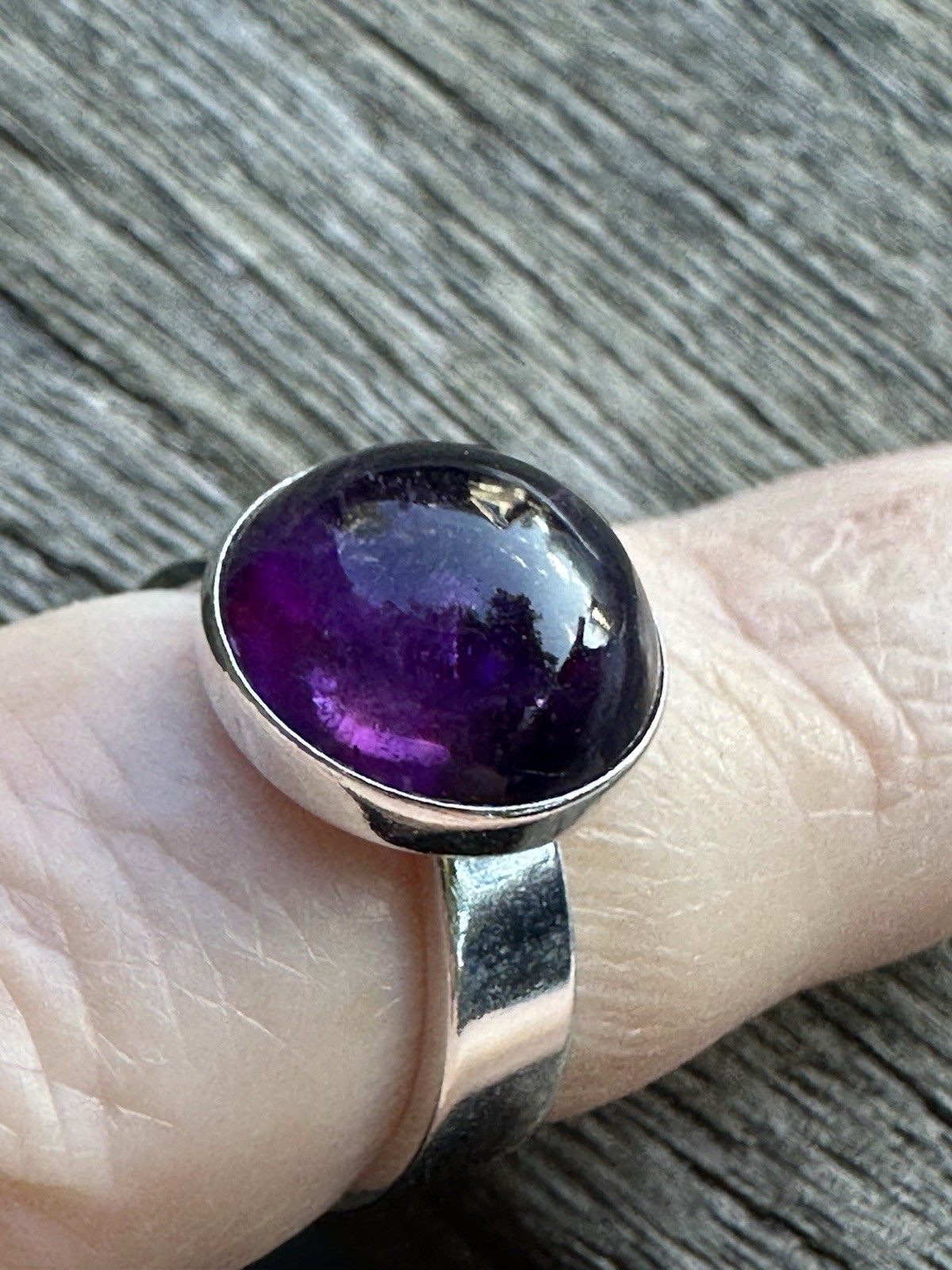 N.E From Vintage Denmark 925S Sterling Silver Modernist Ring Amethyst 1398