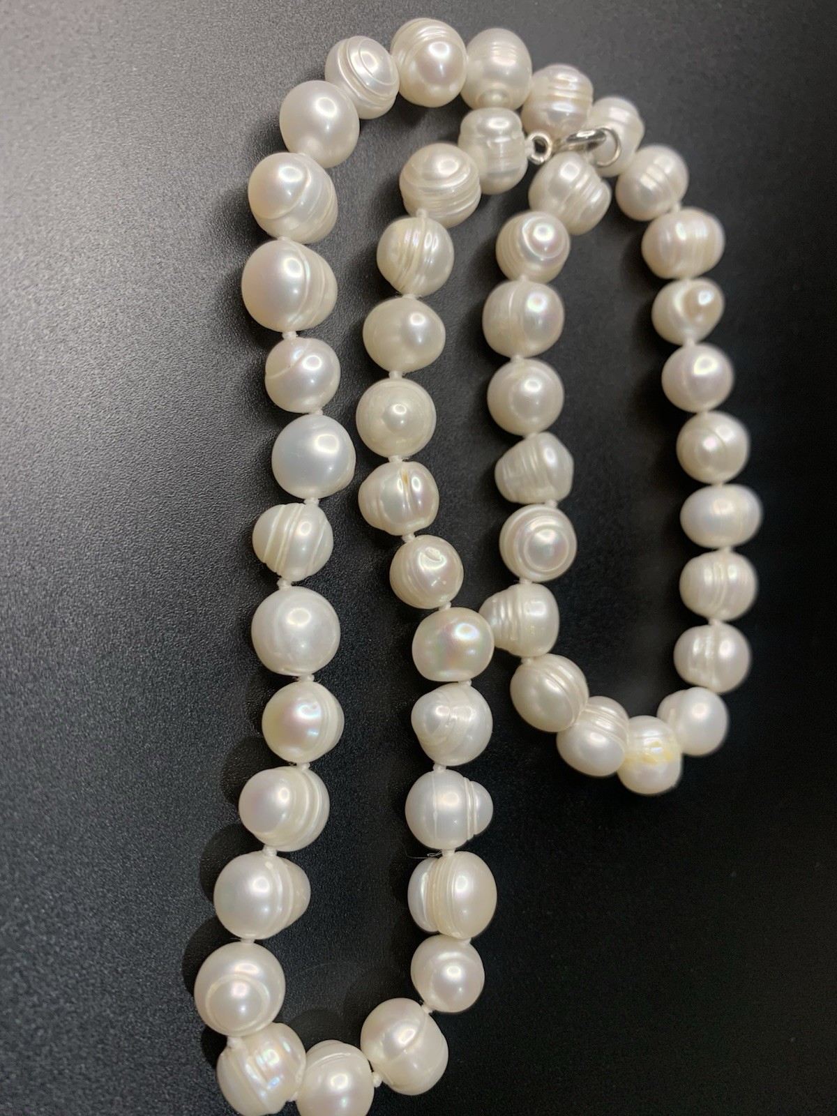 VTG Genuine Natural Freshwater Pearl 925 Sterling Silver Clasp Necklace 45cm