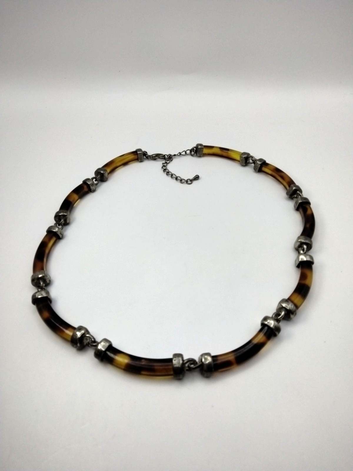 Vintage Faux Tortoise Shell Acrylic Necklace Adjustable