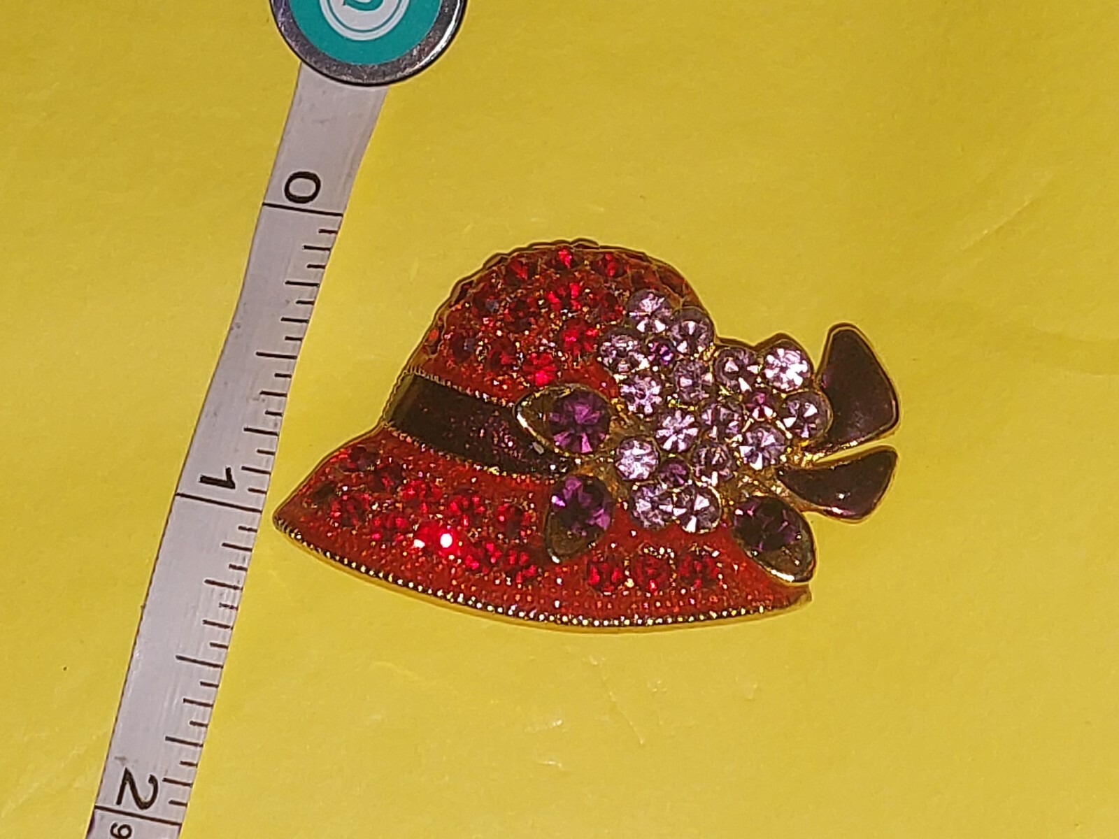 Red Jeweled Hat Brooch