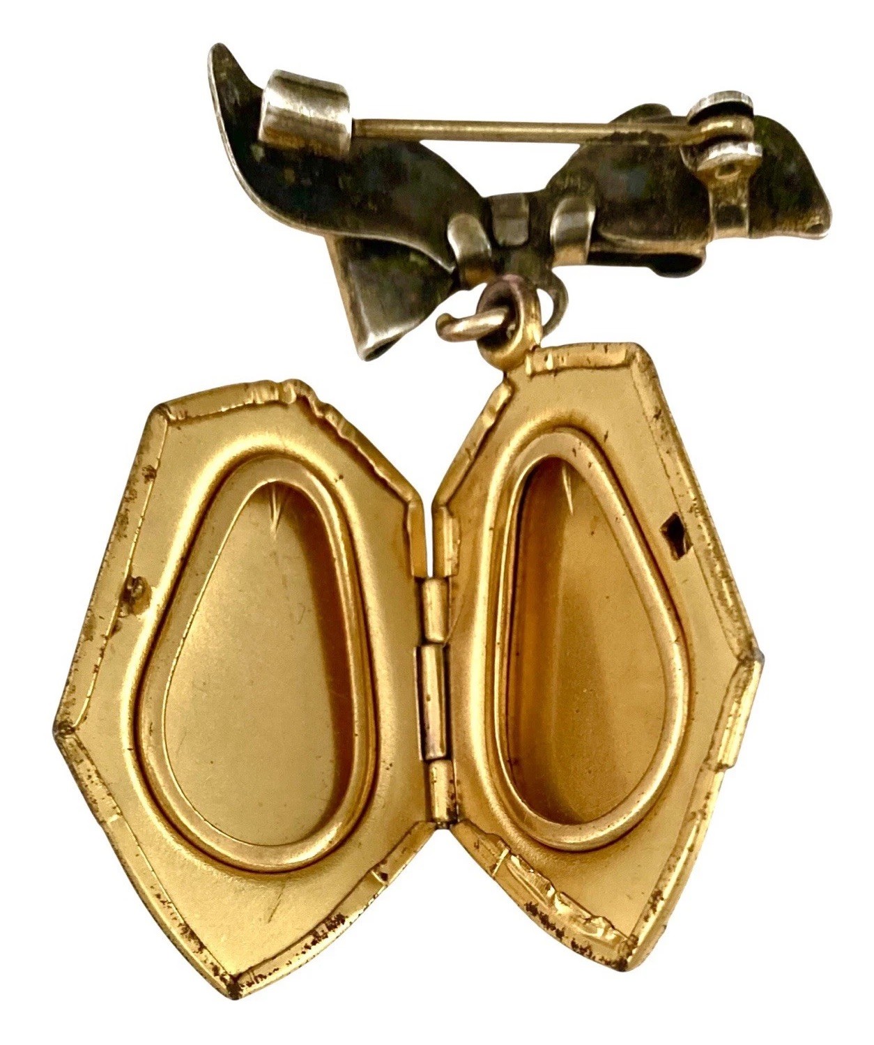 ANTIQUE VICTORIAN Rose & Yellow Gold Filled Floral LOCKET & BOW BROOCH