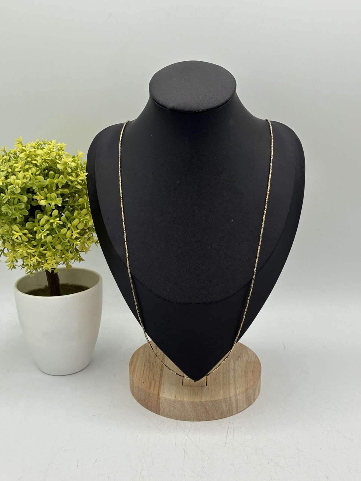 Vintage Sterling Silver Gold Tone Bar Link Chain Necklace 24 Inch Spring Ring