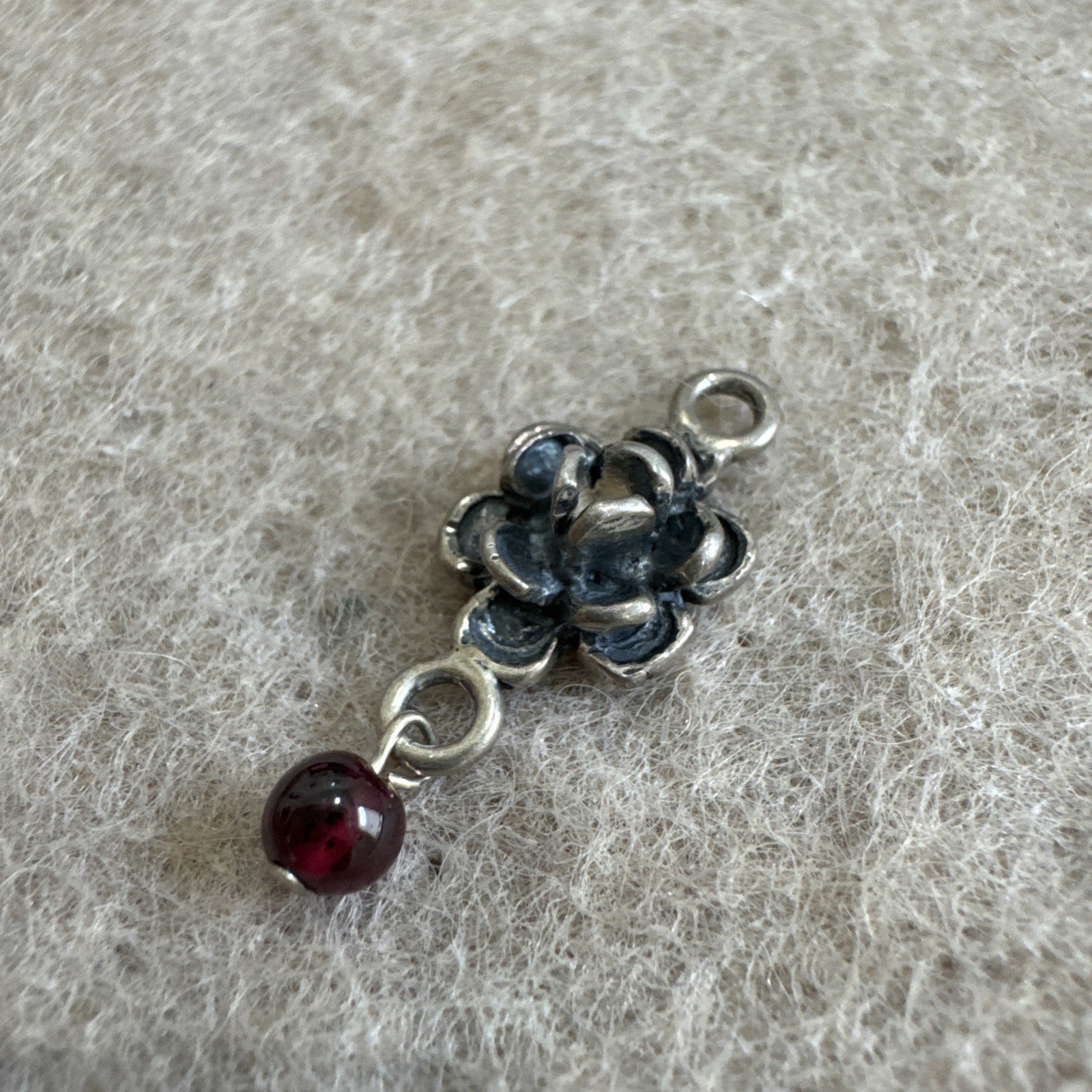 Vintage Sterling Silver Dangle Flower Bead Jewelry Pendant for Bracelet