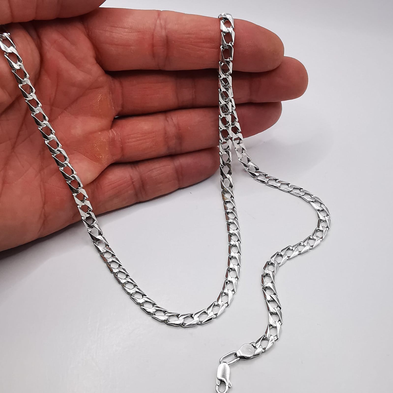 Vintage 925 Sterling Silver Chain Necklace Signed Handmade 7.0oz 19.80g