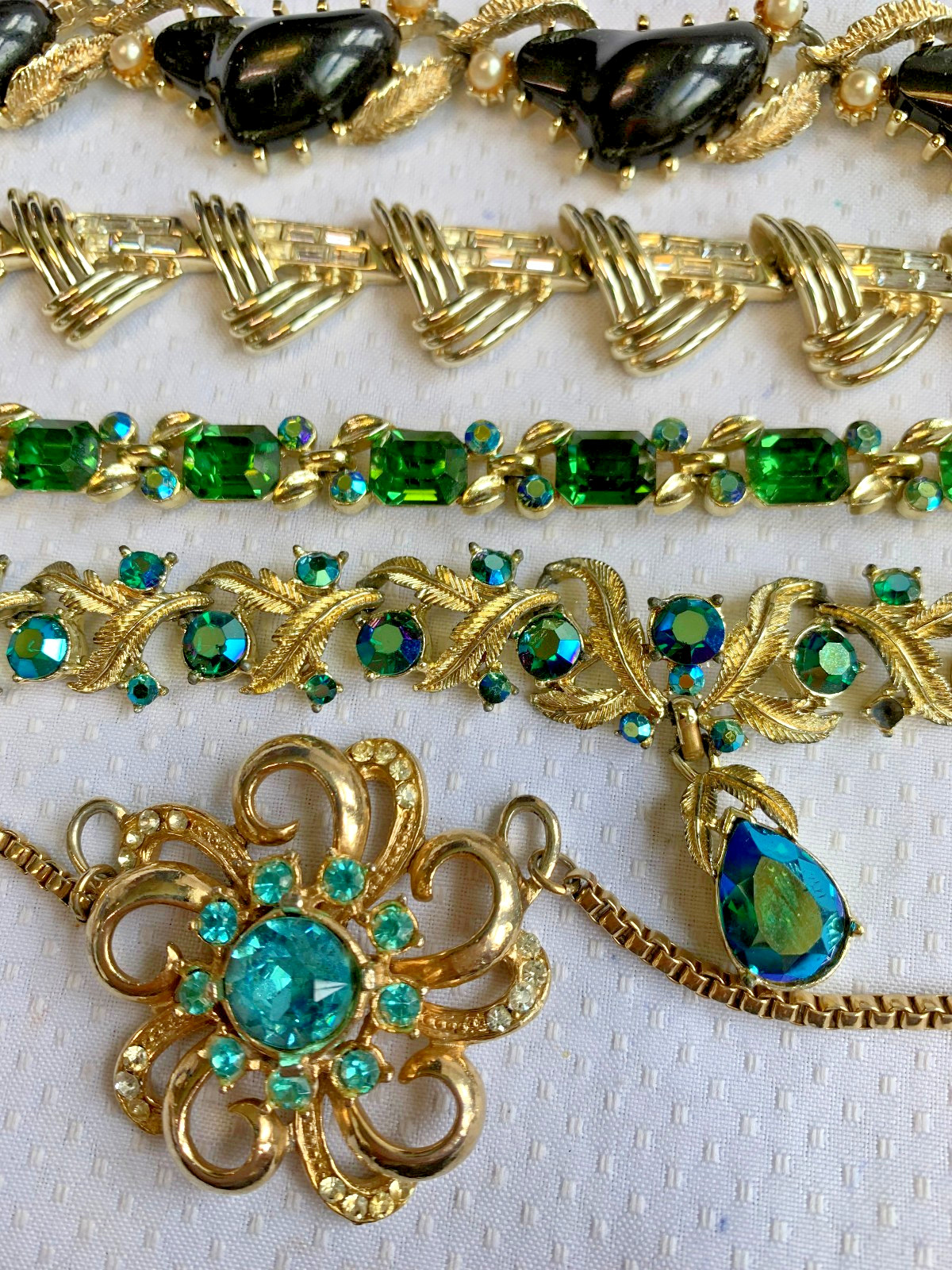 Vtg Costume Jewelry Lot Lisner Coro Necklaces Earrings Matching Set Rhinestones