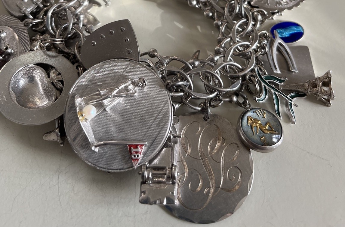 Vintage Original Sterling Silver Charm Bracelet – 37 Charms, 150 Grams